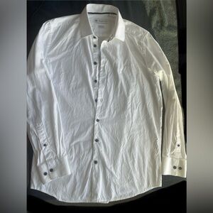 Christian Lacroix Crisp White Men's Dress Shirt with Dark Buttons